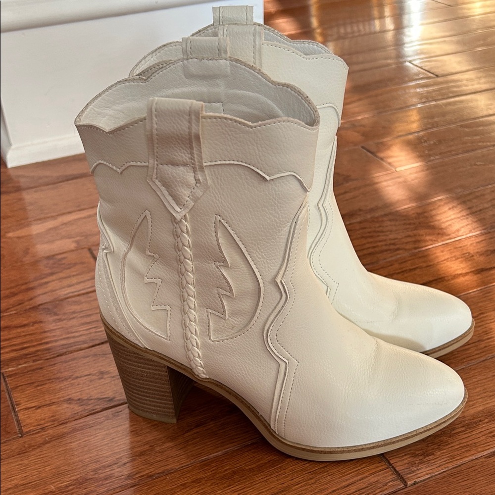 Altar'd State Cream Heeled Western Boots